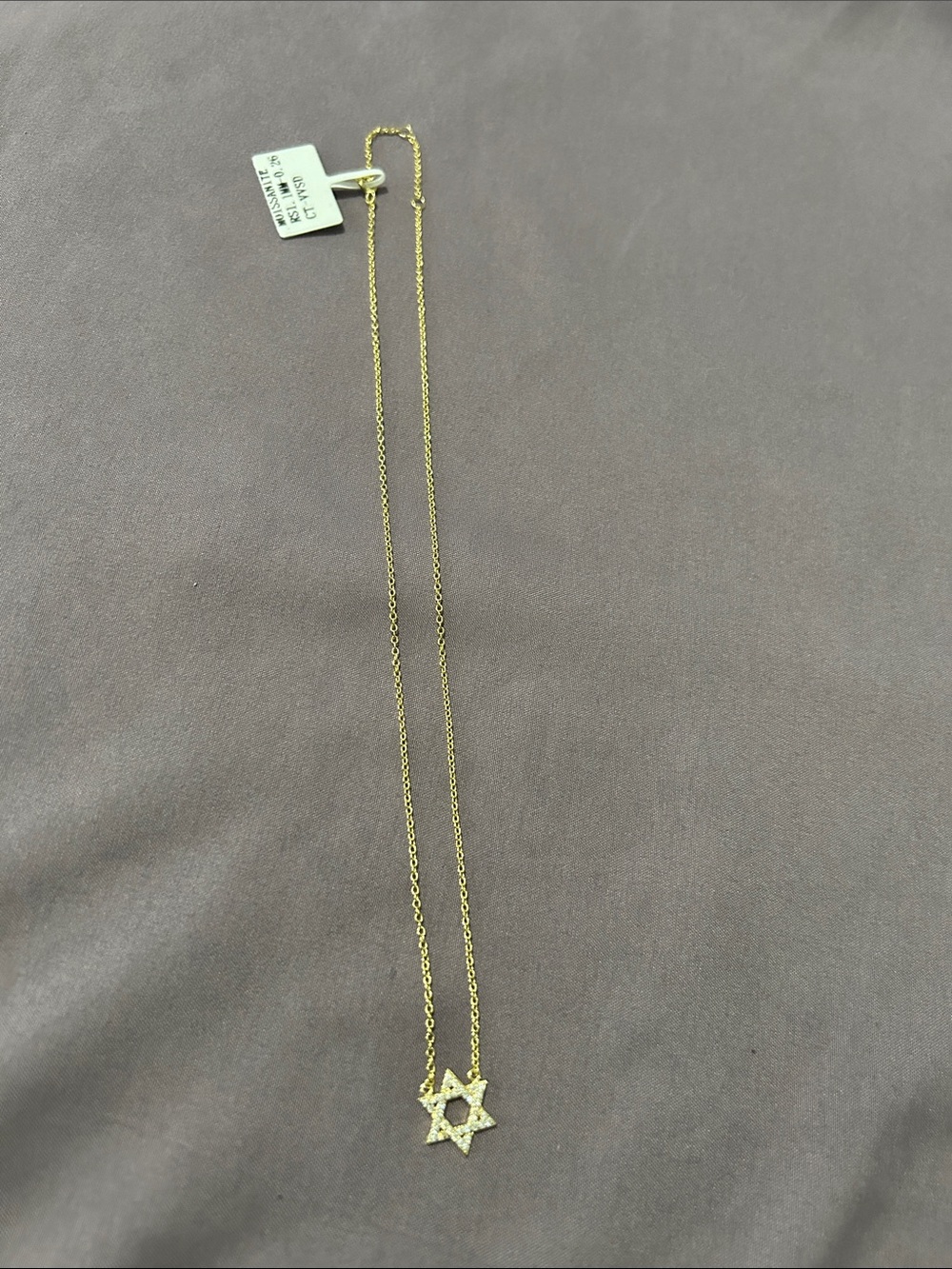 Gold, Moissanite Embedded Star of David Pendant Necklace, 16”
